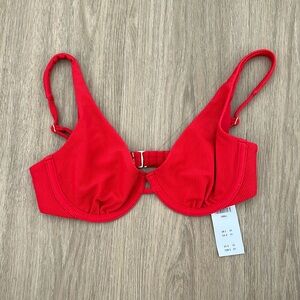 Abercrombie & Fitch Red Ribbed Underwire Bathing Suit Top